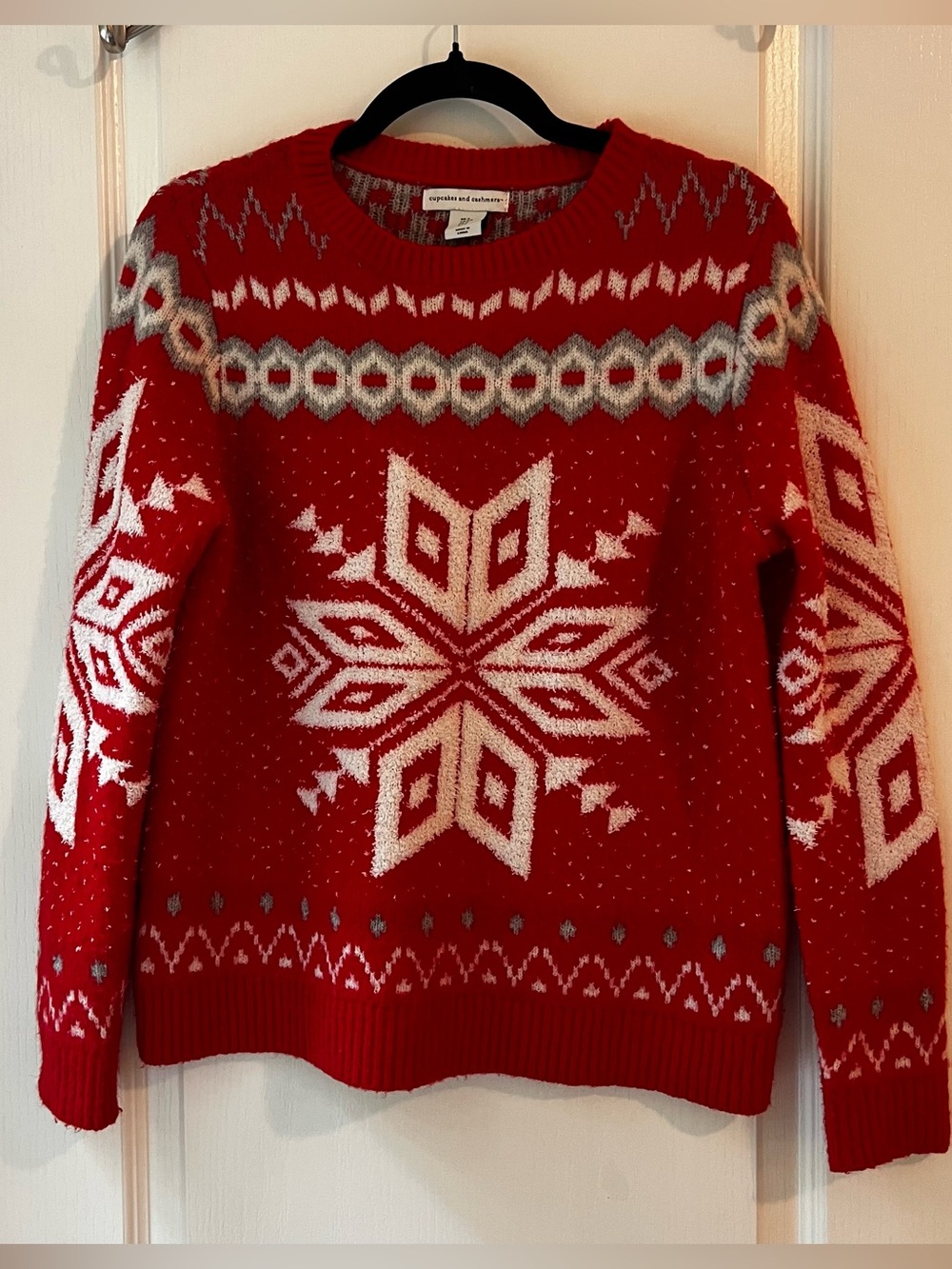 cupcakes and cashmere red fair isle snowflake sweater size small - Picture 5 of 8